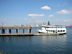 Cramped quarters: the ferry in its current home.