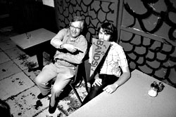 Booker Eli Anderson (right, with sound man Jim Anderson, no relation) says attendance has started to rebound.