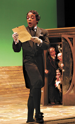 Frank X, as Malvolio, casts his shadow.