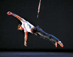 Corps de ballet dancer James Moore hangs loose in Kiss.