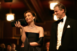 Last of the gallants? Harrelson protects Scott Thomas.