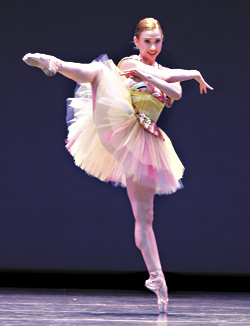 Everyone knows its whimsy:  Leanne Duge makes funny dancing in Shindig.