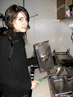 The musical fruit:Fortino and a spoonful of beans.