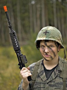 Aaron Wolfe enjoying a recent Vietnam War reenactment organized by Battlesim.