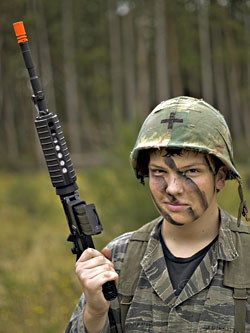 Aaron Wolfe enjoying a recent Vietnam War reenactment organized by Battlesim.