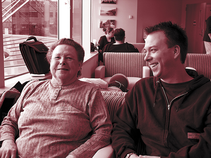 Maryanne Clayton with her son, Eric, in the Fred Hutch waiting room: I just kept going.