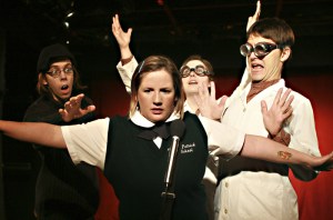 Clearly tickled: Pratt (center) as Vanderkamp, with cohorts.