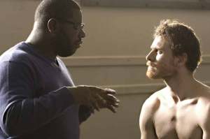McQueen (left) directs Fassbender.