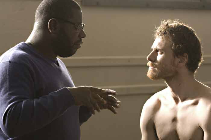 McQueen (left) directs Fassbender.