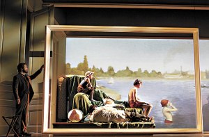 Heading toward Sunday: Panaro (left) as Seurat with an earlier experiment.