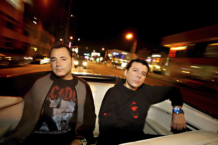 Ken Jordan (left) and Scott Kirkland cruising the L.A. strip.