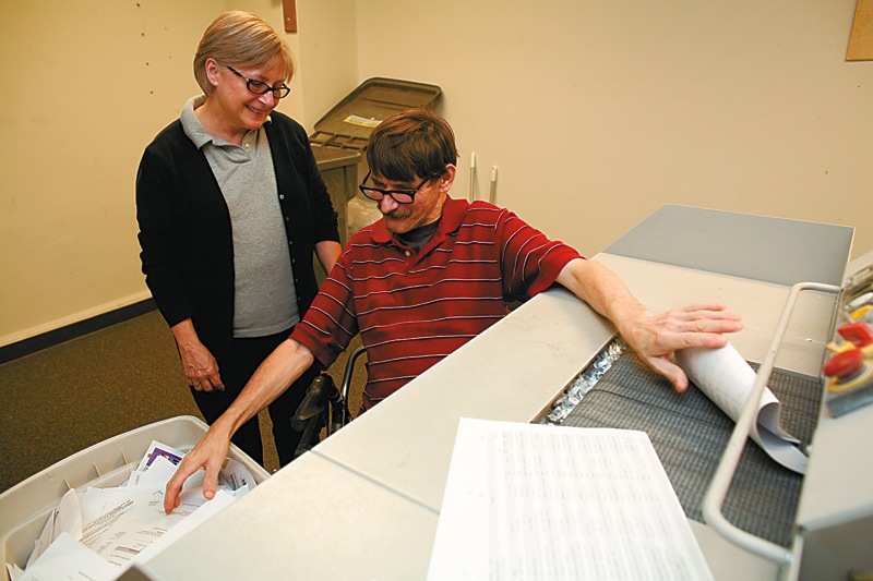 Professional document shredder Jeffrey McNary, 56, with his sister Sherry.