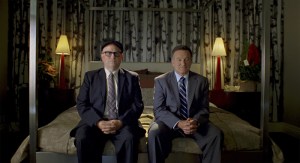 The director (in a short cameo) and his star share a philosophical moment.