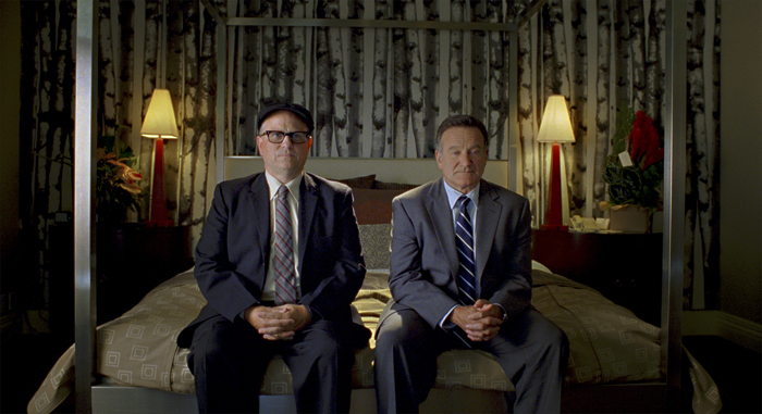 The director (in a short cameo) and his star share a philosophical moment.