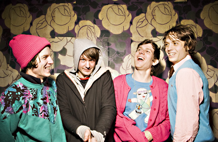 Despite the laugh, Josh Hodges (second from right) doesnt find Starfuckers dilemma all that funny.