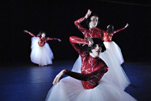 Allison Keppel (front) and Lara Seefeldt (behind her) in Life Situations, which Spectrum will perform this weekend.
