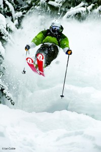 Local skier Bryce Phillips bustin fresh pow at Crystal.