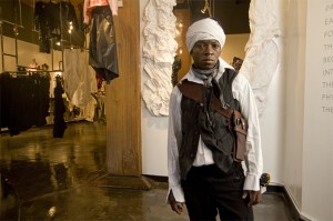 Shown in his Western Avenue showroom, De Osu cant sew a stitch, nor does he sketch his eccentric designs.