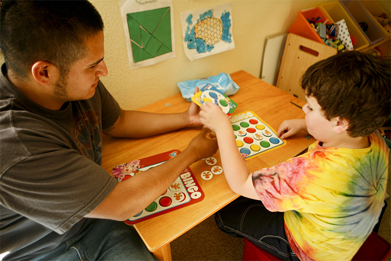 Leos therapist, Victor Cabrera, comes over four times a week for respite hours.
