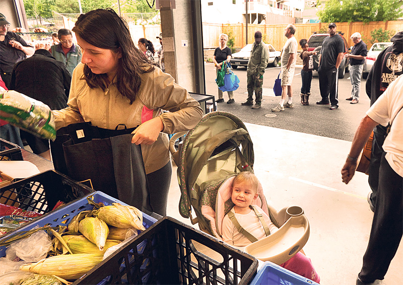 Brisk business at North Helpline's food bank.