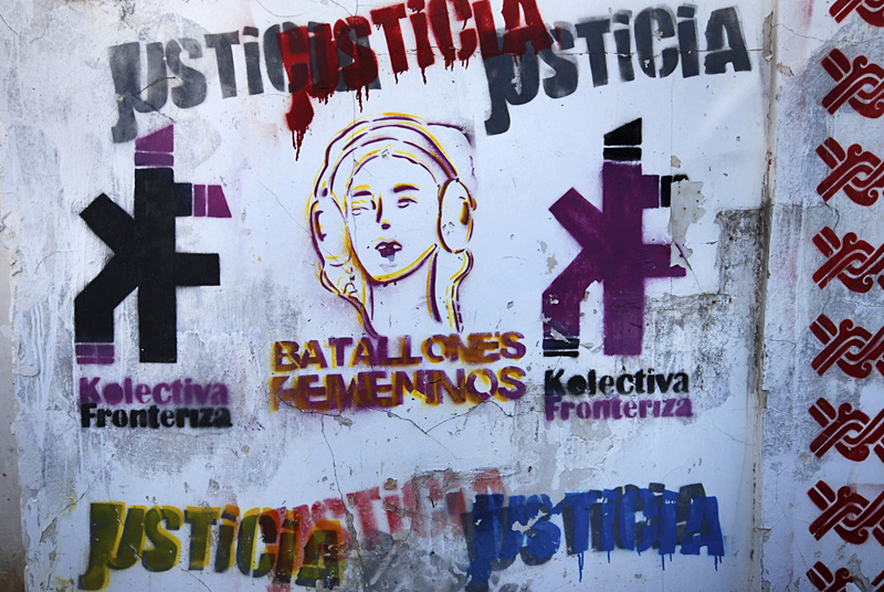 Activist Susana Molina and her collective put up their own graffiti images to counteract the violent ones.