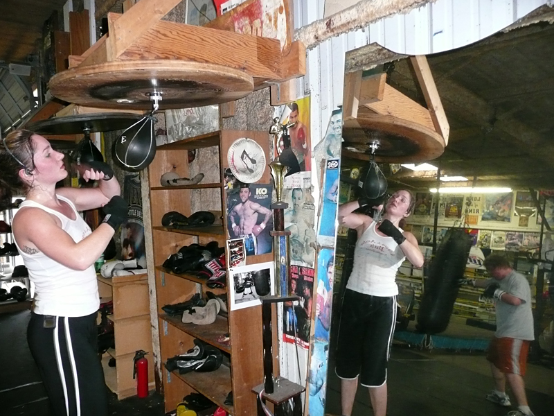 One of the female fighters at Lord's Gym.