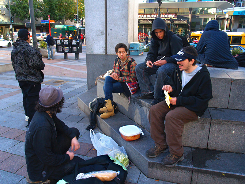The steps at Westlake Park, where kids find a family.
