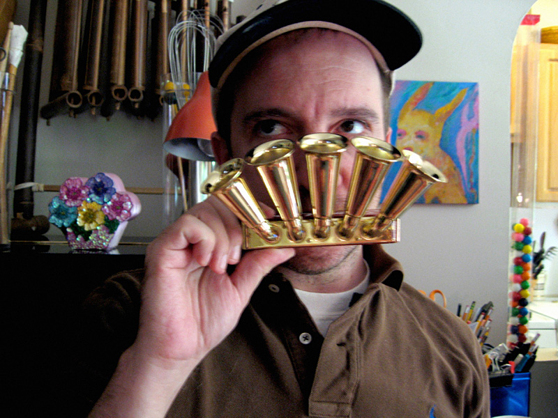 Merritt prepares to toot his horn.