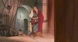 The magician and his rabbit practice backstage.