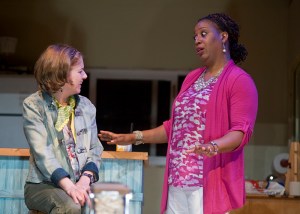 Trying to get along: Love (left) and Russell.