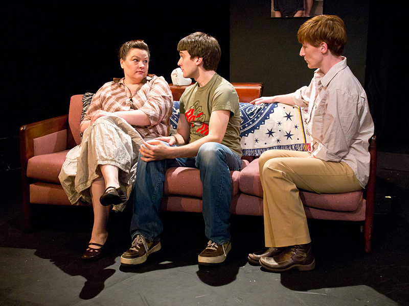 The Gene Pool's worried mothers (Meckler, left, and Carey), with their dad-curious son (Johnson).
