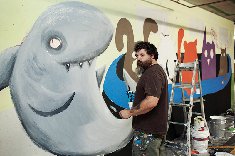 Ward working on his latest commission: KOMO's parking garage.