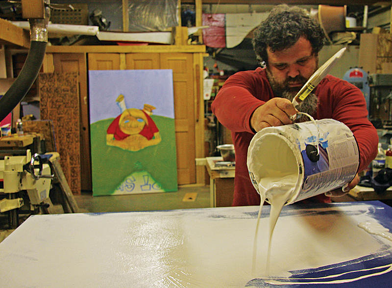 Ward's Ballard workshop is the only permanent roof he puts over his head.
