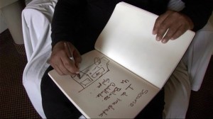 The assassin sketches a hit.