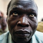 Thomas Kwoyelo while on trial in Gulu, northern Uganda.