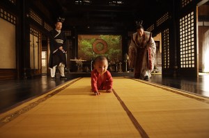 The future monarch crawls toward history.