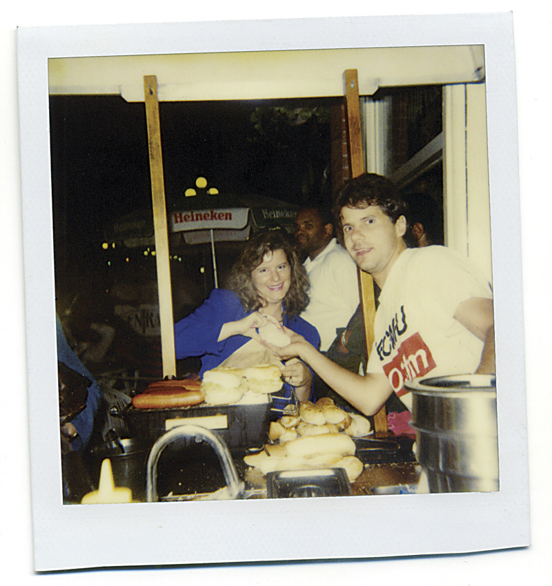Hadley Longe selling dogs in Pioneer Square in the mid-'90s.