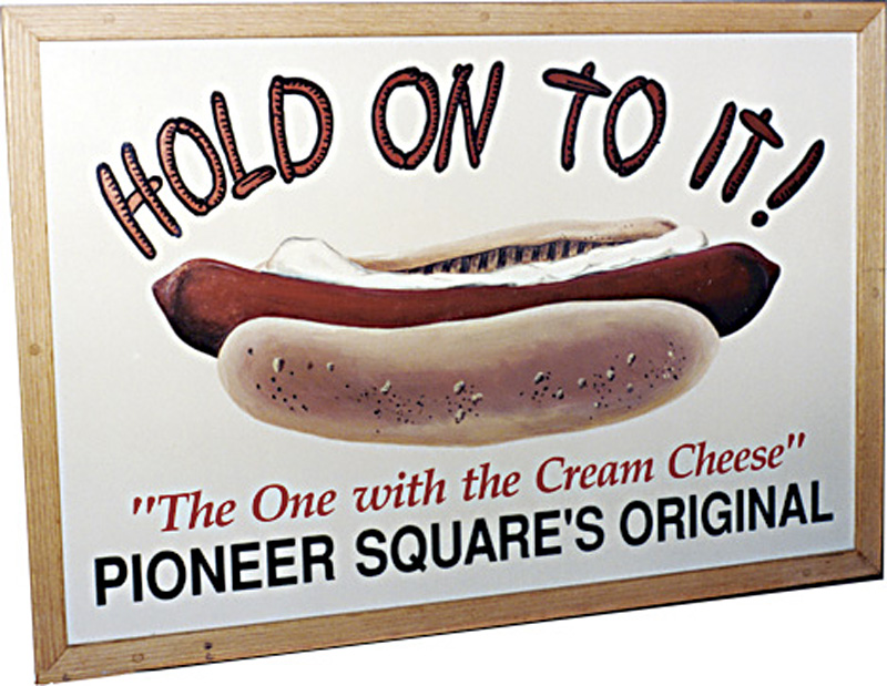 The sign from Hadley's cart.