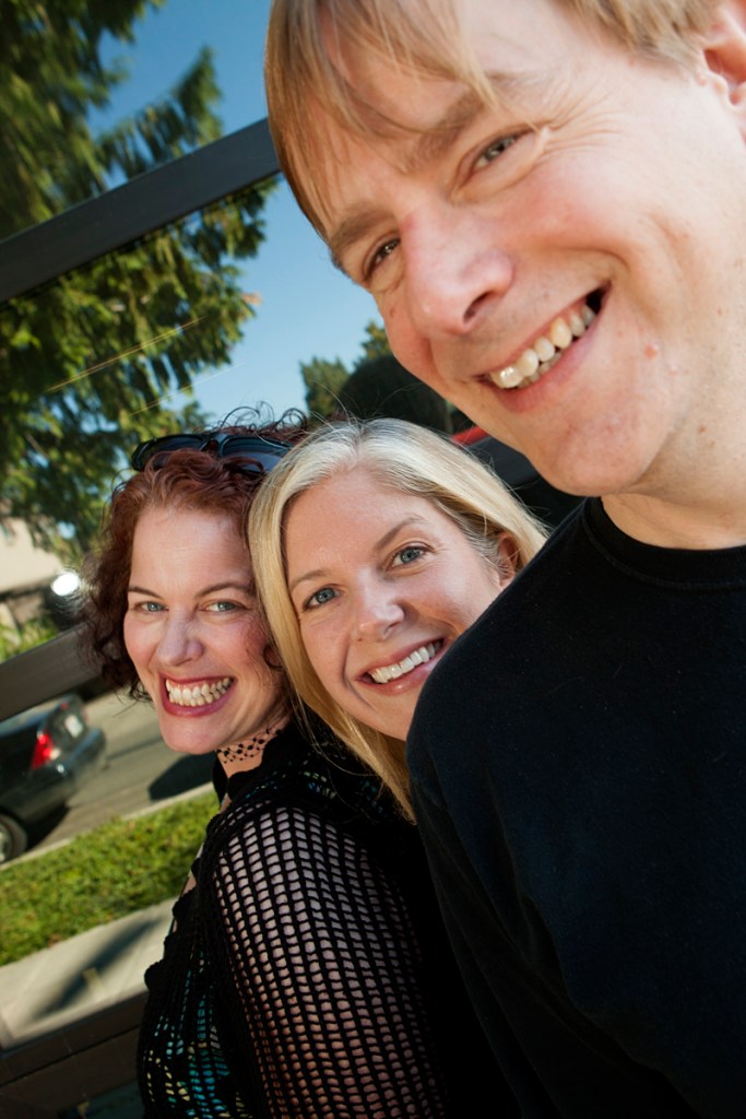 Leslie Law, Amy Love, and Mark Anders outside their rehearsal studio in Seattle.