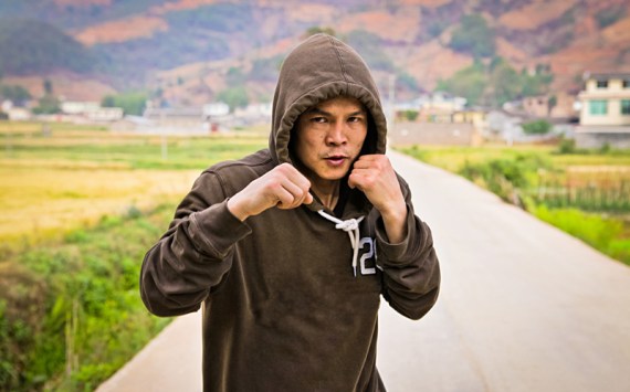 Trainer Qi practicing his jabs.