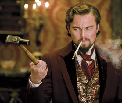 Django's chief villain, a suitably sneering Leonardo DiCaprio.