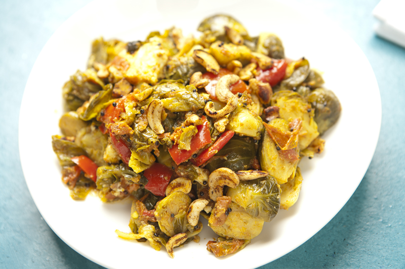 A pile of Brussels sprouts, sauteed to the leaf-shedding point, probably made sense on a spreadsheet: With cashews for crunch, paneer for silkiness, bell peppers for acid and the sprouts for bitterness, the dish should have worked. But without any spice to stitch together its various components, the dish tasted flat.