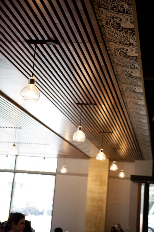 The Vij's name and desirable location have conspired to keep Shanik very busy, and the restaurant's slatted wooden ceiling doesn't do much to muffle the crowd's noise. On my first visit, the room's decibel level measured 86, which is slightly louder than heavy city traffic.