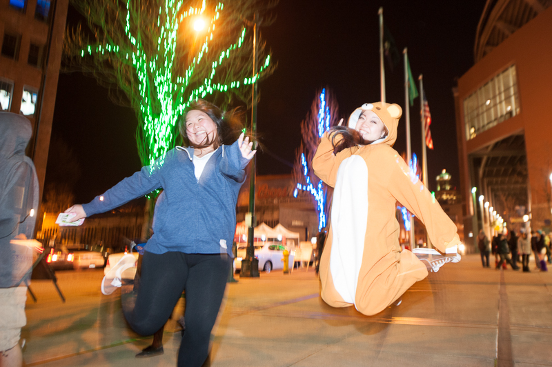 Five-hundred pounds of confetti were fired from a cannon and thousands of