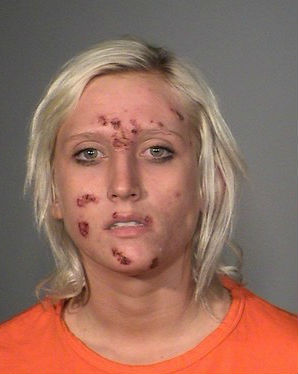 23. Ashley BrookerWhen police in Stillwater, Minnesota first encountered her, Ashley Brooker was manically digging through her car in a hospital parking lot, searching for her boyfriend's severed finger. Her face exhibited multiple scars, as if she'd been gnawed on by a famished wolverine who'd just finished a very taxing no-carb diet.Upon questioning, Brooker remembered that the finger wasn't missing after all; she'd just delivered her boyfriend to the hospital for a minor injury. Nor had she been assaulted by a dieting wolverine. Her facial wounds had magically arrived during a six-day meth bender. But her conspicuous parking lot search did lead the cops to bust her boyfriend for possession.