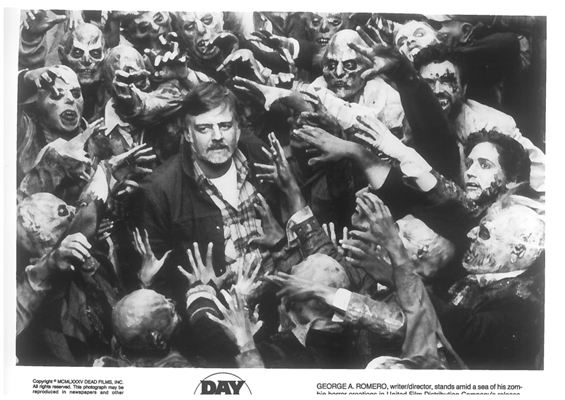 Day of the Dead, 1985George A. Romero, writer/director, stands amid a sea of his zombie horror creations.