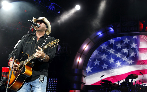 Country music mega-star Toby Keith performs at the Cruzan Amphitheater in West Palm Beach, Florida.