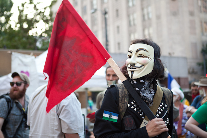 Occupy Seattle held a Silent Flash March at Westlake Park Monday -