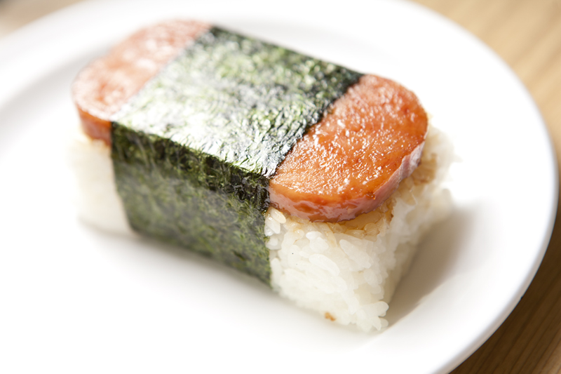 Dishes that glanced the high bar, the prim blocks of Spam musubi.