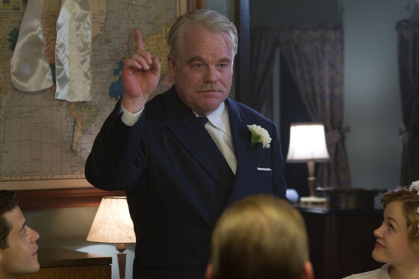 A still photo from Paul Thomas Anderson's new film The Master featuring Joaquin Phoenix and Philip Seymour Hoffman.